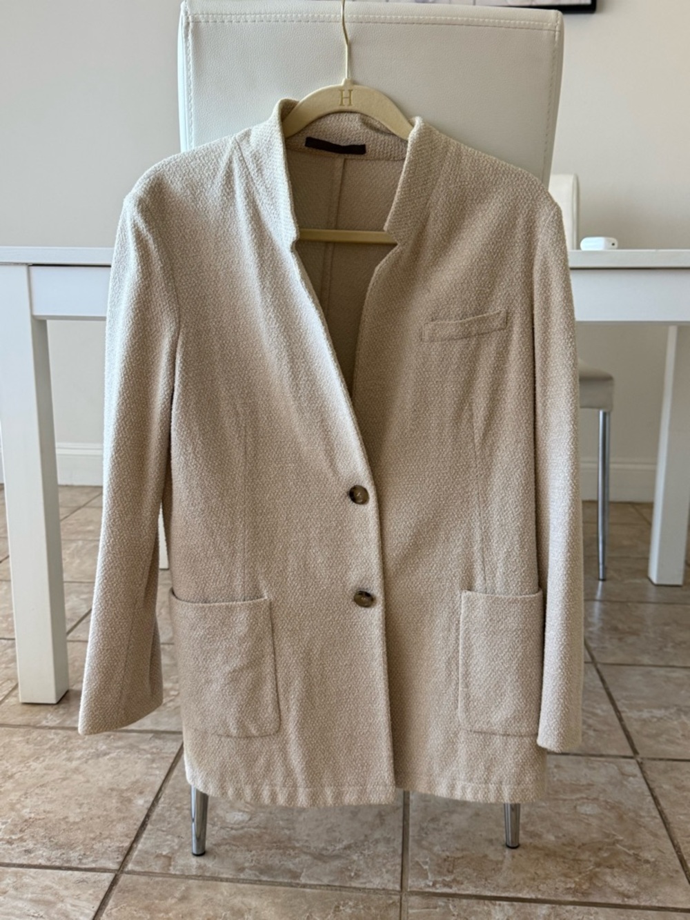 Eleventy Women’s Cream Textured Open Collar Jacket